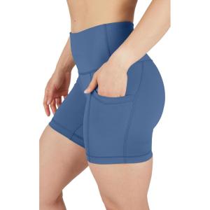 imageYogalicious Womens High Waisted Biker Shorts Workout Running Spandex Yoga Shorts 35quot 5quot 7quot 9quotFaded Denim 5