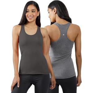 image:imageYogalicious Womens Lightweight Tank Top Soft Racerback Workout Yoga Sleeveless Quick Dry TopMilitary GreenHtr Charcoal