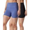 image:imageYogalicious Womens 5 7 High Waisted Biker Shorts Squat Proof Workout Yoga Short 2 PackGrayblueBlack 5