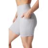 image:imageYogalicious Womens 5 7 High Waisted Biker Shorts Squat Proof Workout Yoga Short 2 PackHtr Grey WPocket  Black No Pocket 7