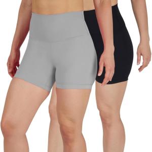 image:imageYogalicious Womens 5 7 High Waisted Biker Shorts Squat Proof Workout Yoga Short 2 PackHtrgreyBlack 5