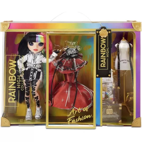 Rainbow High 2021 Jett Dawson Collector Fashion Doll with Black and Rainbow Hair, 2 Designer Outfits to Mix &amp; Match Accessories, Gift for Kids &amp; Collectors, Toys for Kids Ages 6 7 8+ to 12 Years