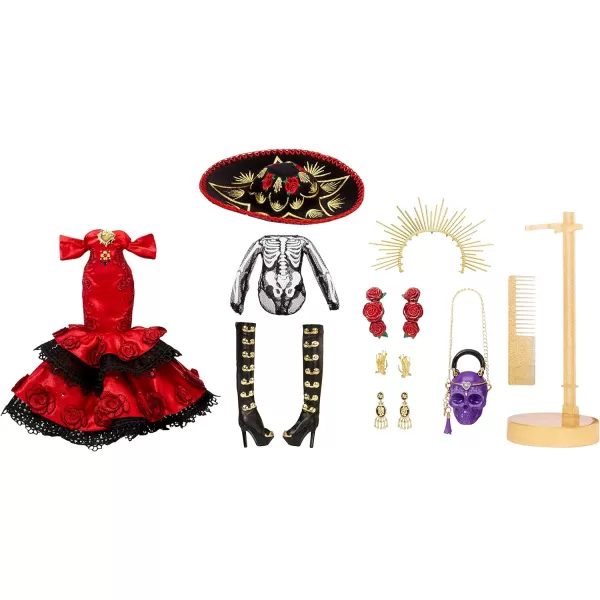 Rainbow High 2022 Celebration Edition Di­a De Los Muertos Maria Garcia Posable Fashion Collector Doll 11" Celebratory Face Painting &amp; Calavera Purse. Light Up Display &amp; Premium Accessories. Great Gift
