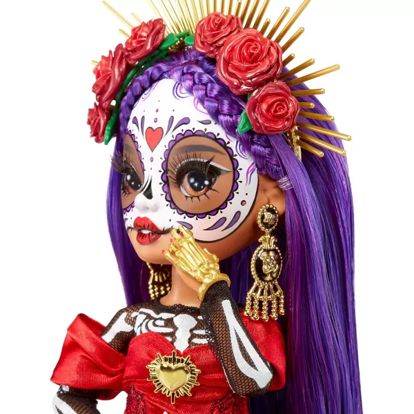 Rainbow High 2022 Celebration Edition Di­a De Los Muertos Maria Garcia Posable Fashion Collector Doll 11" Celebratory Face Painting &amp; Calavera Purse. Light Up Display &amp; Premium Accessories. Great Gift