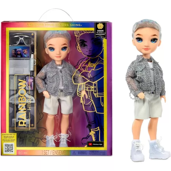 Rainbow High Aidan- Purple Boy Fashion Doll. Fashionable Outfit &amp; 10+ Colorful Play Accessories. Great Gift for Kids 4-12 Years Old and Collectors.