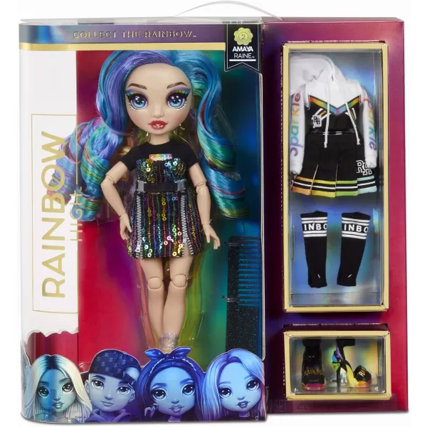 Rainbow High Amaya Raine – Rainbow Fashion Doll with 2 Complete Doll Outfits to Mix &amp; Match and Doll Accessories, Great Gift for Kids 6-12 Years Old