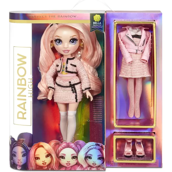 Rainbow High Bella Parker – Pink Fashion Doll with 2 Complete Doll Outfits to Mix &amp; Match and Doll Accessories, Great Gift for Kids 6-12 Years Old