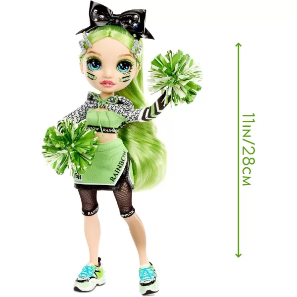 Rainbow High Cheer Jade Hunter – Green Cheerleader Fashion Doll with 2 Pom Poms and Doll Accessories, Great Gift for Kids 6-12 Years Old