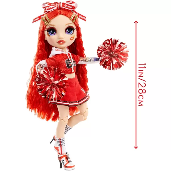 Rainbow High Cheer Ruby Anderson – Red Cheerleader Fashion Doll with 2 Pom Poms and Doll Accessories, Great Gift for Kids 6-12 Years Old