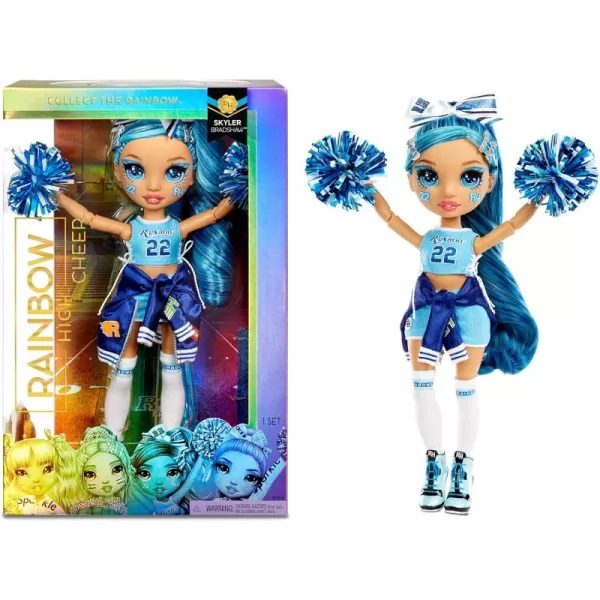 Rainbow High Cheer Skyler Bradshaw – Blue Cheerleader Fashion Doll with Pom Poms and Doll Accessories, Great for Kids 6-12 Years Old