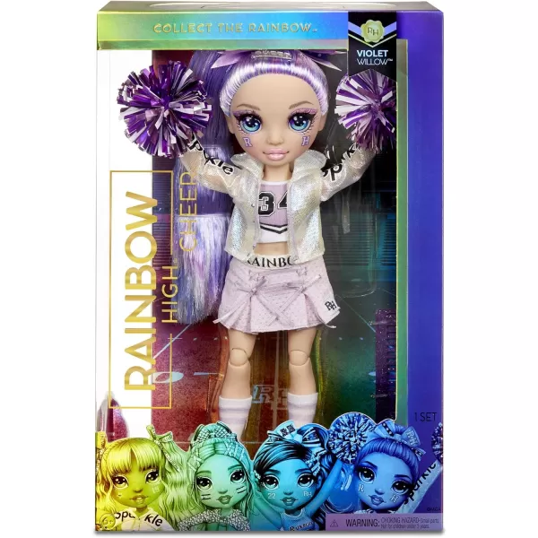 Rainbow High Cheer Violet Willow – Purple Cheerleader Fashion Doll with Pom Poms and Doll Accessories, Great Gift for Kids 6-12 Years Old