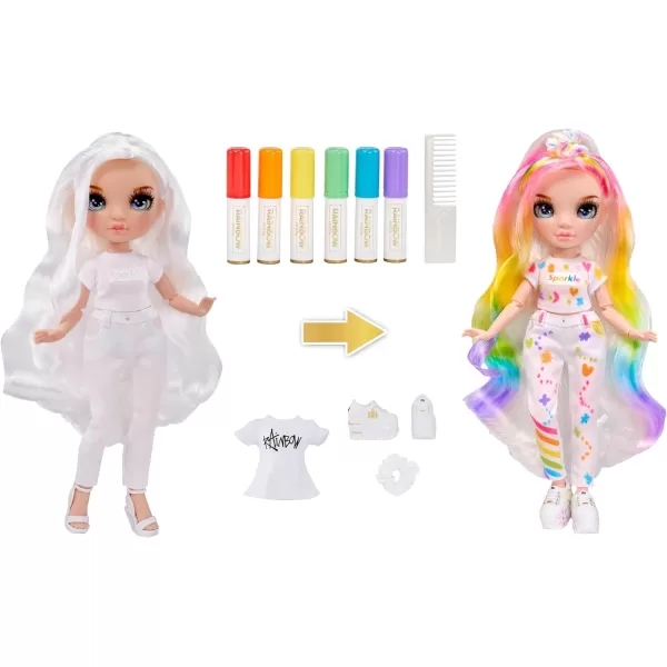 Rainbow High Color &amp; Create Fashion DIY Doll with Washable Rainbow Markers, Blue Eyes, Straight Hair, Bonus Top &amp; Shoes. Color, Create, Play, Rinse and Repeat. Creative 4-12+