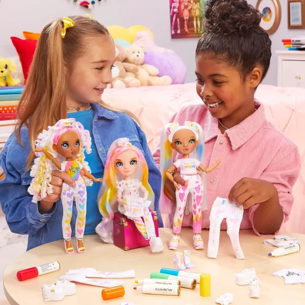 Rainbow High Color &amp; Create Fashion DIY Doll with Washable Rainbow Markers, Blue Eyes, Straight Hair, Bonus Top &amp; Shoes. Color, Create, Play, Rinse and Repeat. Creative 4-12+