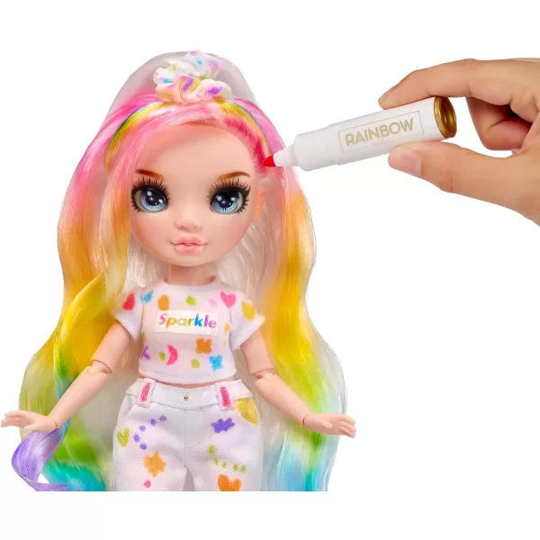 Rainbow High Color &amp; Create Fashion DIY Doll with Washable Rainbow Markers, Blue Eyes, Straight Hair, Bonus Top &amp; Shoes. Color, Create, Play, Rinse and Repeat. Creative 4-12+
