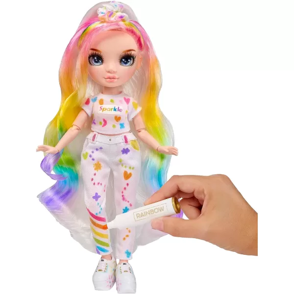 Rainbow High Color &amp; Create Fashion DIY Doll with Washable Rainbow Markers, Blue Eyes, Straight Hair, Bonus Top &amp; Shoes. Color, Create, Play, Rinse and Repeat. Creative 4-12+