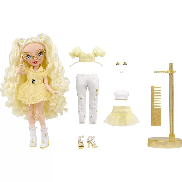 Rainbow High Delilah Fields- Buttercup Yellow Fashion Doll with Albinism &amp; Glasses. 2 Designer Outfits to Mix &amp; Match with Accessories, Great Gift for Kids 6-12 Years Old, Multicolor, 578307