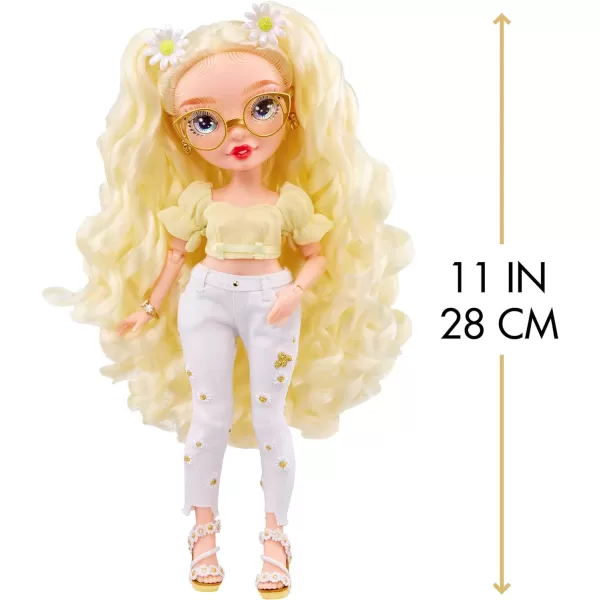 Rainbow High Delilah Fields- Buttercup Yellow Fashion Doll with Albinism &amp; Glasses. 2 Designer Outfits to Mix &amp; Match with Accessories, Great Gift for Kids 6-12 Years Old, Multicolor, 578307