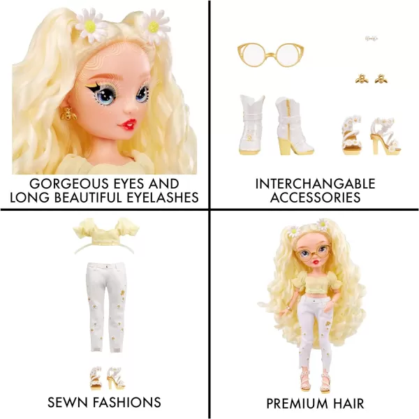 Rainbow High Delilah Fields- Buttercup Yellow Fashion Doll with Albinism &amp; Glasses. 2 Designer Outfits to Mix &amp; Match with Accessories, Great Gift for Kids 6-12 Years Old, Multicolor, 578307