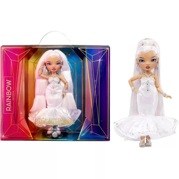 Rainbow High Holiday Edition Collector Doll 11"- 2022 Roxie Grand Posable Fashion Doll with Multicolor Hair, in Diamond &amp; Iridescent Designer Gown Including Premium Doll Accessories. Great Gift
