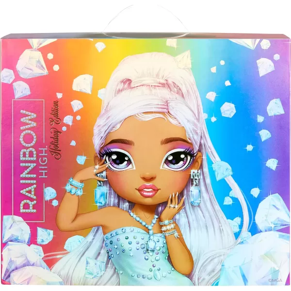 Rainbow High Holiday Edition Collector Doll 11"- 2022 Roxie Grand Posable Fashion Doll with Multicolor Hair, in Diamond &amp; Iridescent Designer Gown Including Premium Doll Accessories. Great Gift