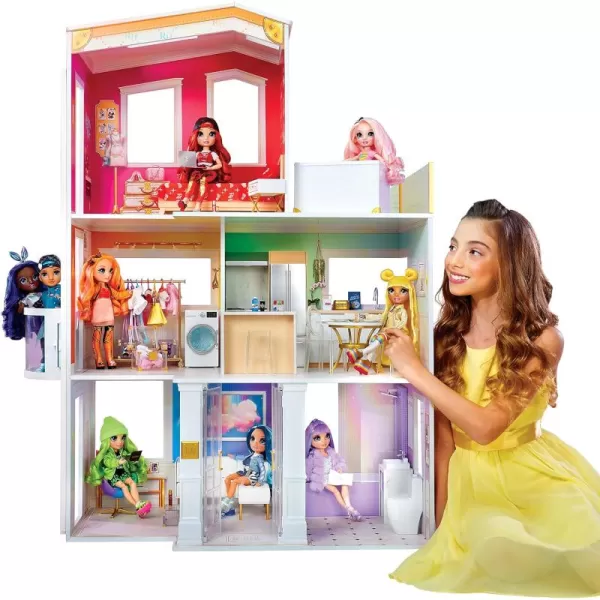 Rainbow High House – 3-Story Wood Doll House , Fully Furnished Fashion Dollhouse, Working Hot Tub, Shower, Elevator, 50+ Accessories, Gift Toy for Kids Ages 6 7 8+ to 12 Years, Fully Furnished Fashion Dollhouse, Working Hot Tub, Shower, Elevator, 50+ Accessories, Gift Toy for Kids Ages 6 7 8+ to 12 Years)