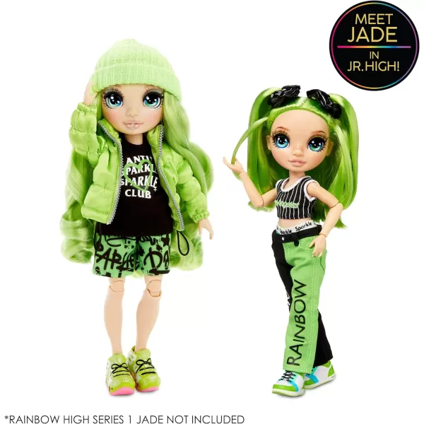 Rainbow High Jr High Jade Hunter - 9-inch Green Fashion Doll with Doll Accessories- Open and Closes Backpack, Great Gift for Kids 6-12 Years Old and Collectors