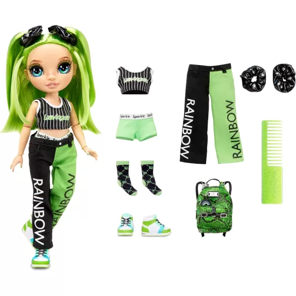 Rainbow High Jr High Jade Hunter - 9-inch Green Fashion Doll with Doll Accessories- Open and Closes Backpack, Great Gift for Kids 6-12 Years Old and Collectors