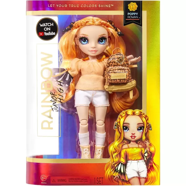 Rainbow High Jr High Poppy Rowan- 9-inch Orange Fashion Doll with Doll Accessories- Open and Closes Backpack, Great Gift for Kids 6-12 Years Old and Collectors