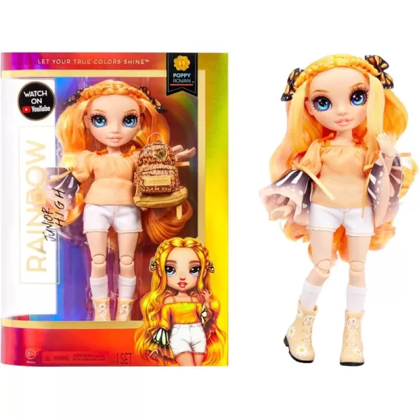 Rainbow High Jr High Poppy Rowan- 9-inch Orange Fashion Doll with Doll Accessories- Open and Closes Backpack, Great Gift for Kids 6-12 Years Old and Collectors