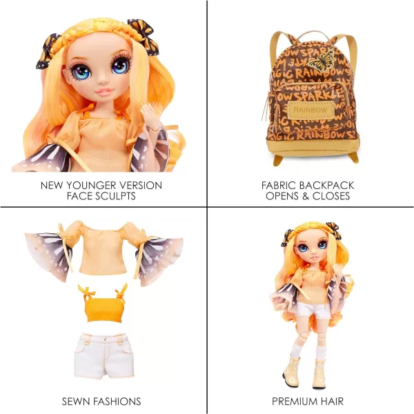 Rainbow High Jr High Poppy Rowan- 9-inch Orange Fashion Doll with Doll Accessories- Open and Closes Backpack, Great Gift for Kids 6-12 Years Old and Collectors
