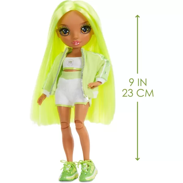 Rainbow High Jr High Series 2 Karma Nichols- 9" NEON Green Posable Fashion Doll with Designer Accessories and Open/Close Backpack. Great Toy Gift for Kids Ages 6-12 Years Old &amp; Collectors