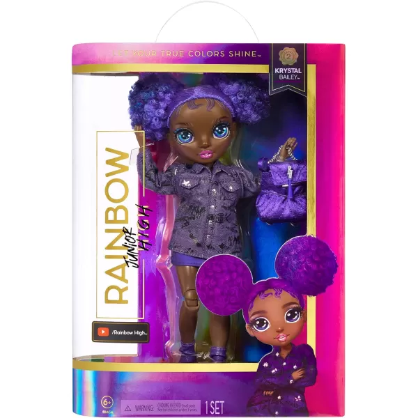 Rainbow High Jr High Series 2 Krystal Bailey- 9" Purple Posable Fashion Doll with Designer Accessories and Open/Close Backpack. Great Toy Gift for Kids Ages 6-12 Years Old &amp; Collectors