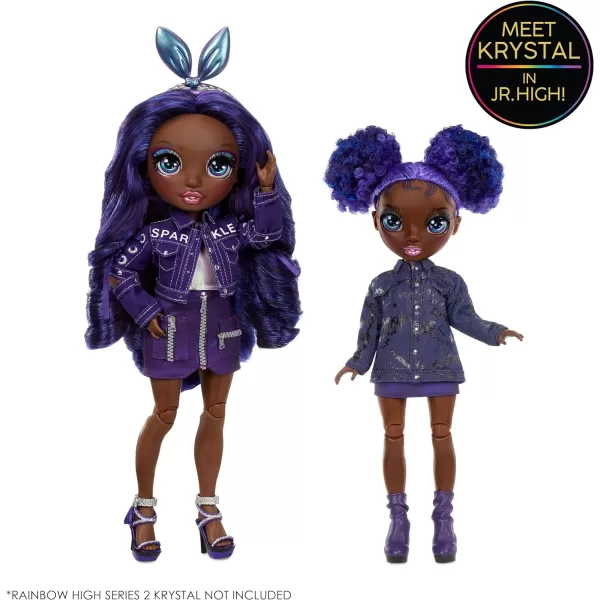 Rainbow High Jr High Series 2 Krystal Bailey- 9" Purple Posable Fashion Doll with Designer Accessories and Open/Close Backpack. Great Toy Gift for Kids Ages 6-12 Years Old &amp; Collectors