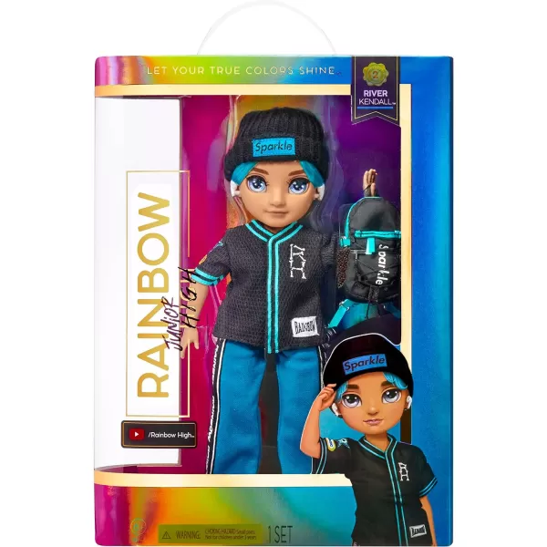 Rainbow High Jr High Series 2 River Kendall- 9" Teal Posable Fashion Doll with Designer Accessories and Open/Close Backpack. Great Toy Gift for Kids Ages 6-12 Years Old &amp; Collectors