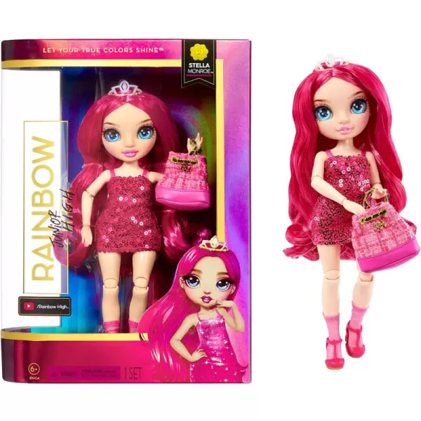 Rainbow High Jr High Series 2 Stella Monroe- 9" Fuchsia Pink Posable Fashion Doll with Designer Accessories and Open/Close Backpack. Great Toy Gift for Kids Ages 6-12 Years Old &amp; Collectors