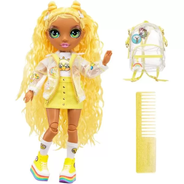 Rainbow High Jr High Sunny Madison - 9-inch Yellow Fashion Doll with Doll Accessories- Open and Closes Backpack, Great Gift for Kids 6-12 Years Old and Collectors