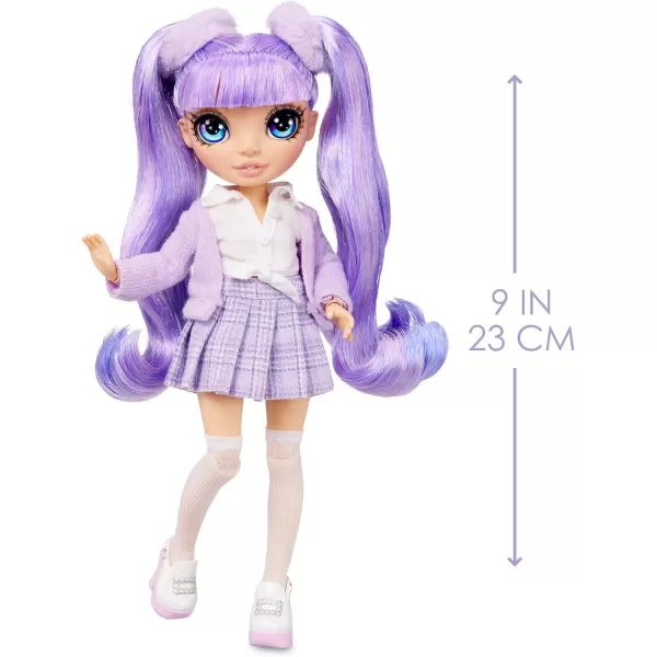 Rainbow High Jr High Violet Willow - 9-inch Purple Fashion Doll with Doll Accessories- Open and Closes Backpack, Great Gift for Kids 6-12 Years Old and Collectors