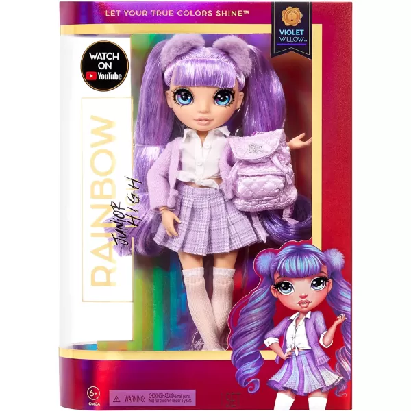 Rainbow High Jr High Violet Willow - 9-inch Purple Fashion Doll with Doll Accessories- Open and Closes Backpack, Great Gift for Kids 6-12 Years Old and Collectors