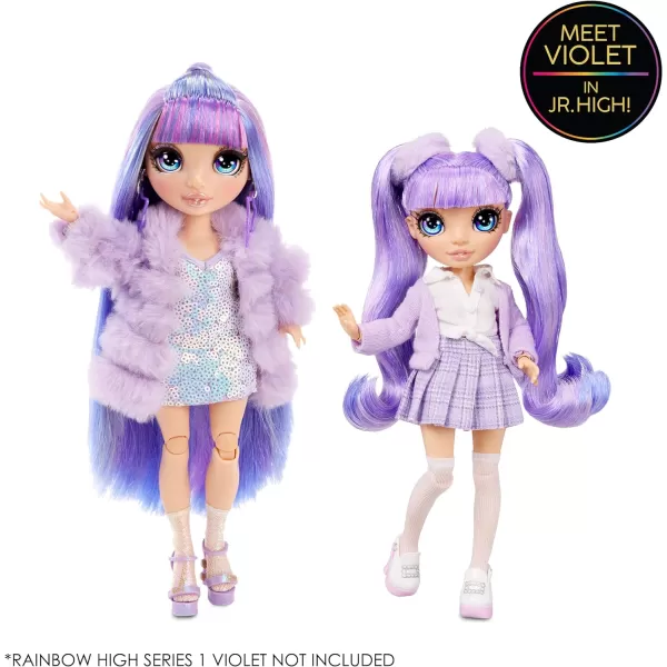 Rainbow High Jr High Violet Willow - 9-inch Purple Fashion Doll with Doll Accessories- Open and Closes Backpack, Great Gift for Kids 6-12 Years Old and Collectors
