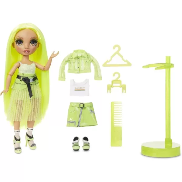 Rainbow High Karma Nichols – Neon Green Fashion Doll with 2 Doll Outfits to Mix &amp; Match and Doll Accessories, Great Gift for Kids 6-12 Years Old)