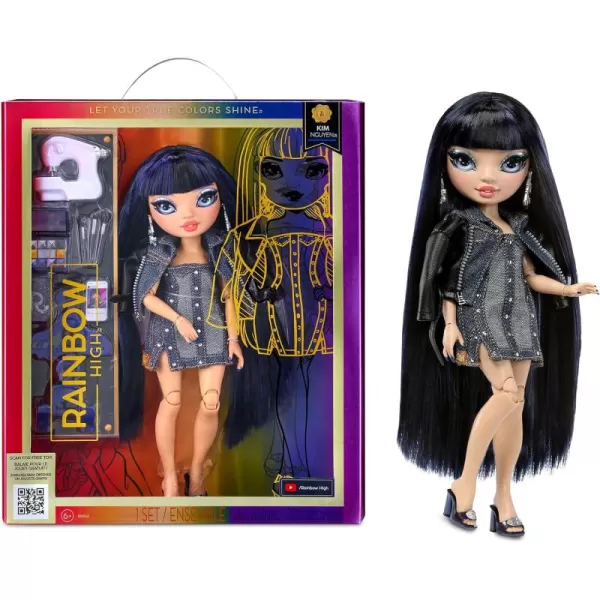 Rainbow High Kim- Denim Blue Fashion Doll. Fashionable Outfit &amp; 10+ Colorful Play Accessories. Great Gift for Kids 4-12 Years Old and Collectors.