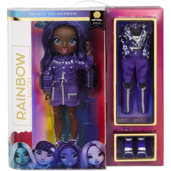 Rainbow High Krystal Bailey – Indigo  Fashion Doll with 2 Outfits to Mix &amp; Match and Doll Accessories, Great Gift and Toy for Kids 6-12 Years Old Fashion Doll with 2 Outfits to Mix &amp; Match and Doll Accessories, Great Gift and Toy for Kids 6-12 Years Old)