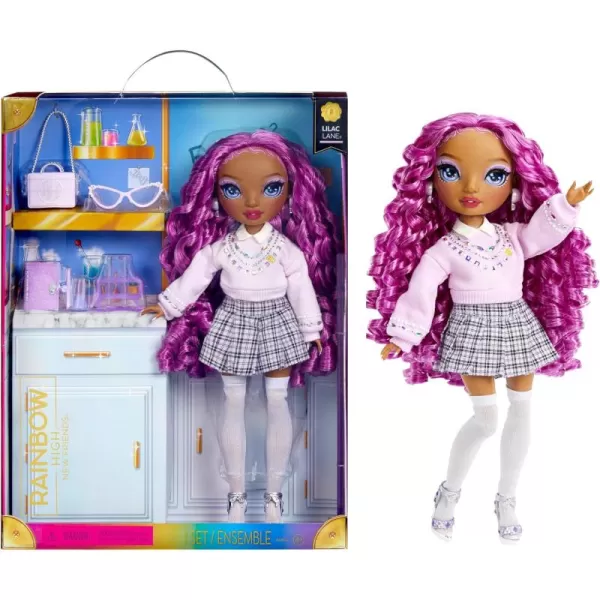Rainbow High Lilac - Purple Fashion Doll in Fashionable Outfit, Glasses &amp; 10+ Colorful Play Accessories. Gift for Kids 4-12 and Collectors.