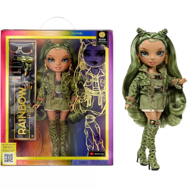 Rainbow High Olivia- Camo Green Fashion Doll. Fashionable Outfit &amp; 10+ Colorful Play Accessories. Great Gift for Kids 4-12 Years Old and Collectors.