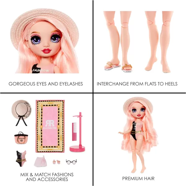 Rainbow High Pacific Coast Bella Parker- Pink Fashion Doll with 2 Designer Outfits, Pool Accessories Playset, Interchangeable Legs, Toys for Kids, Great Gift for Ages 6-12+ Years