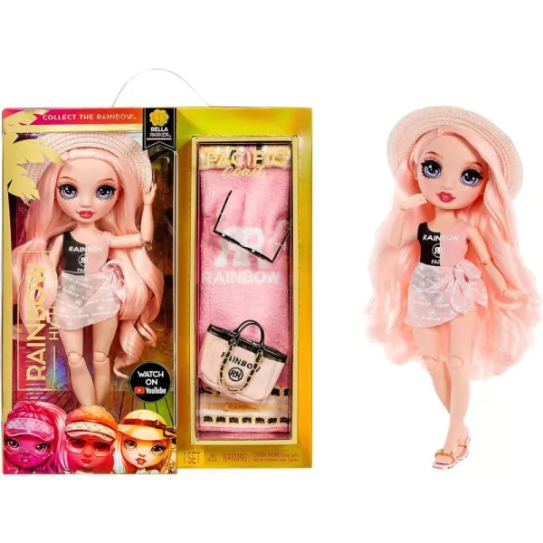 Rainbow High Pacific Coast Bella Parker- Pink Fashion Doll with 2 Designer Outfits, Pool Accessories Playset, Interchangeable Legs, Toys for Kids, Great Gift for Ages 6-12+ Years