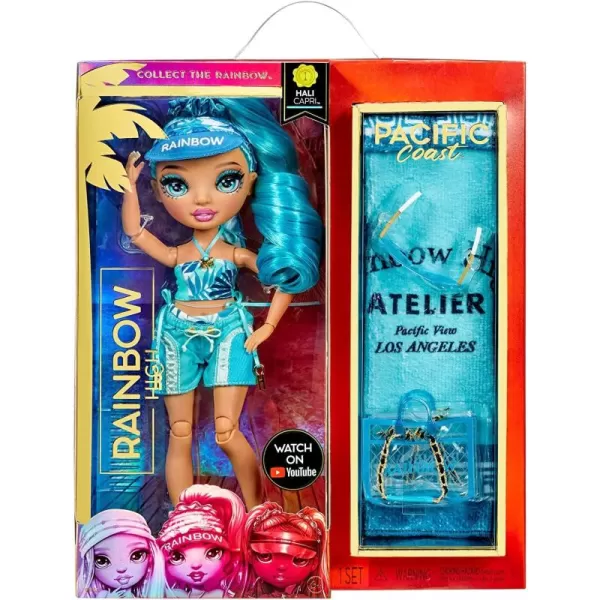 Rainbow High Pacific Coast Hali Capri  Fashion Doll with Pool Accessories playset, and Interchangeable Legs. Great Gift for Kids Ages 6-12+ Years, Multicolor Fashion Doll with Pool Accessories playset, and Interchangeable Legs. Great Gift for Kids Ages 6-12+ Years, Multicolor)