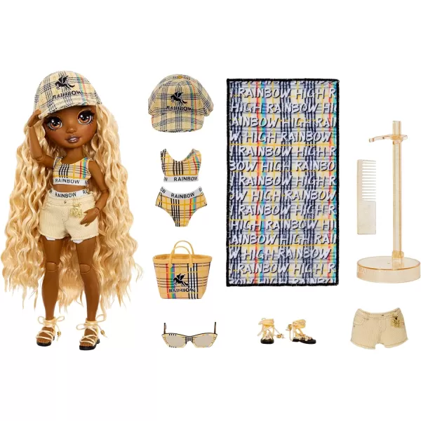 Rainbow High Pacific Coast Harper Dune- Sand  Fashion Doll with 2 Designer Outfits, Pool Accessories Playset, Interchangeable Legs, Toys for Kids, Great Gift for Ages 6-12+ Years Fashion Doll with 2 Designer Outfits, Pool Accessories Playset, Interchangeable Legs, Toys for Kids, Great Gift for Ages 6-12+ Years)