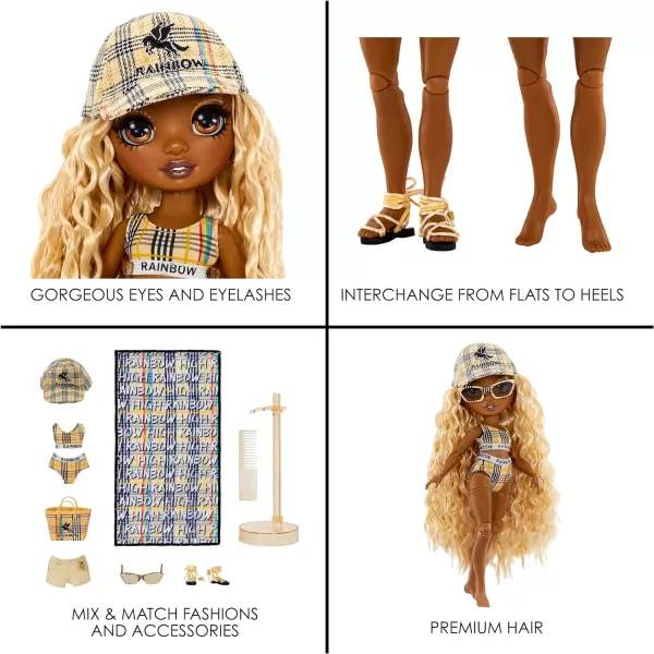 Rainbow High Pacific Coast Harper Dune- Sand  Fashion Doll with 2 Designer Outfits, Pool Accessories Playset, Interchangeable Legs, Toys for Kids, Great Gift for Ages 6-12+ Years Fashion Doll with 2 Designer Outfits, Pool Accessories Playset, Interchangeable Legs, Toys for Kids, Great Gift for Ages 6-12+ Years)