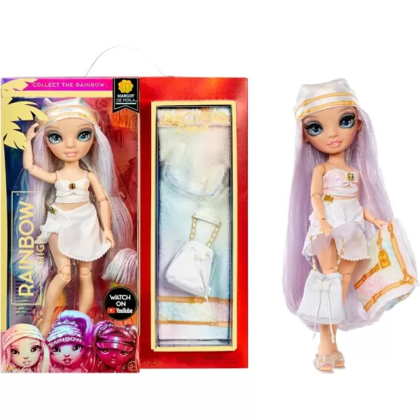 Rainbow High Pacific Coast Margot De Perla- Opal  Fashion Doll with 2 Designer Outfits, Pool Accessories Playset, Interchangeable Legs, Toys for Kids Fashion Doll with 2 Designer Outfits, Pool Accessories Playset, Interchangeable Legs, Toys for Kids)